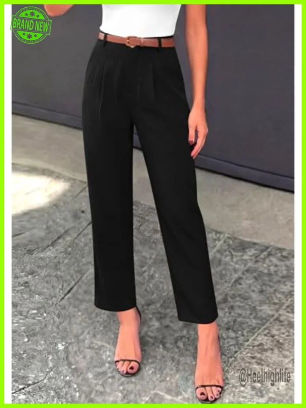 High Waisted Tapered Ankle Dress Pants Business Casual Trousers with Pockets